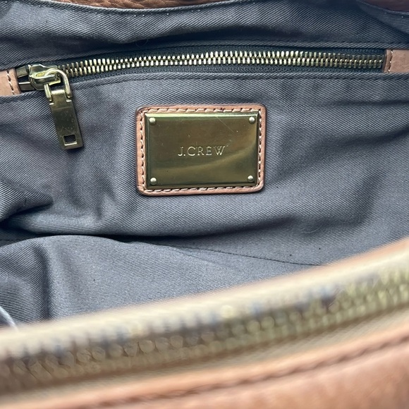 J Crew Tan Pebbled Leather Crossbody Hobo Shoulder Bag Multi Pocket Top Handle - Picture 7 of 15